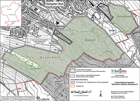 Übersicht der Verordnungskarte des Landschaftsschutzgebietes "Osterholz, Südholz, Kassebusch"