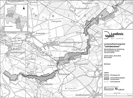 Verordnungskarte des Landschaftsschutzgebietes "Lehrdewiesen"