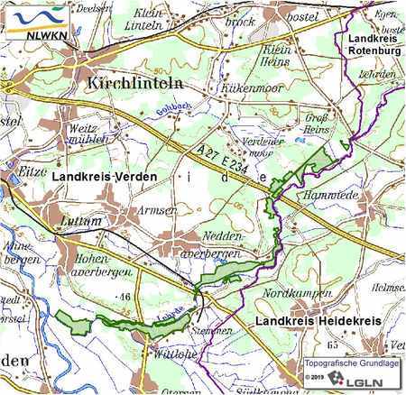 Übersichtskärtchen zum Landschaftschutzgebiet "Lehrdewiesen"