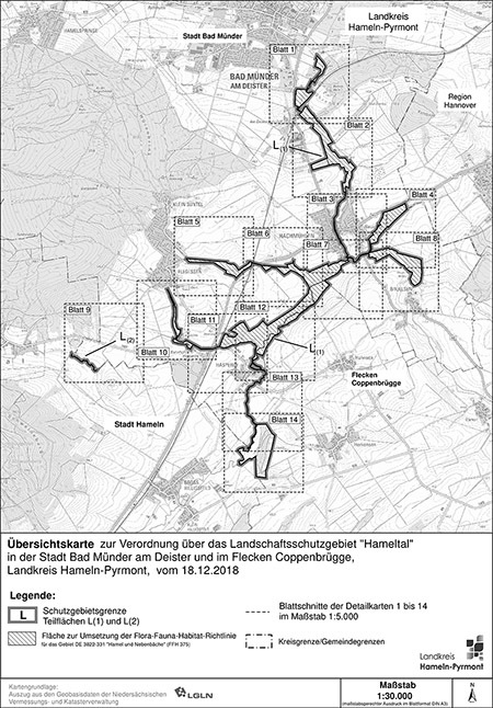 Verordnungskarte des Landschaftsschutzgebietes "Hameltal"