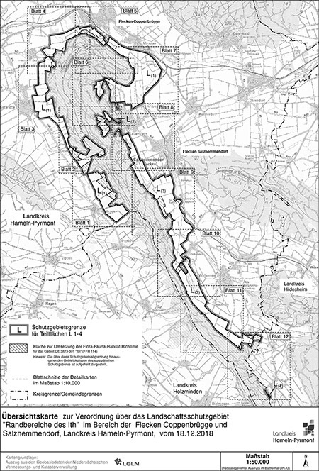Verordnungskarte des Landschaftsschutzgebietes "Randbereiche des Ith"