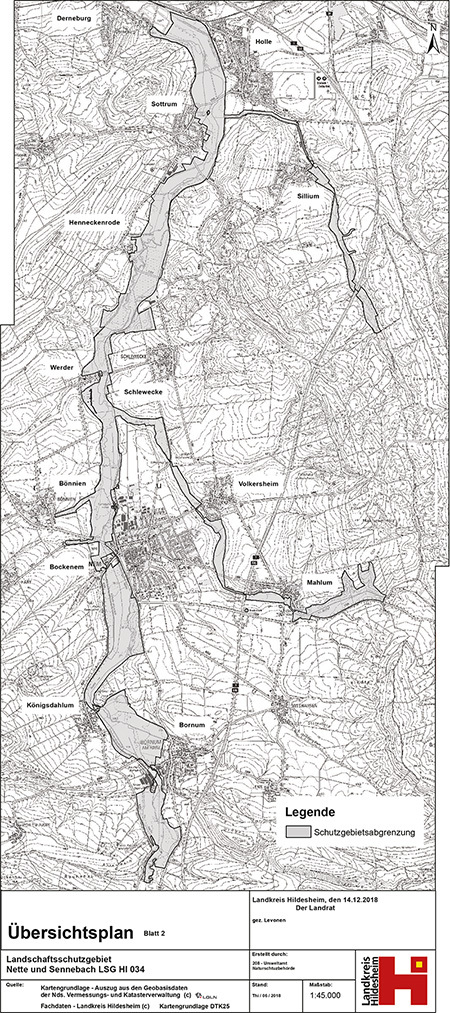 Verordnungskarte des Landschaftsschutzgebietes "Nette und Sennebach"