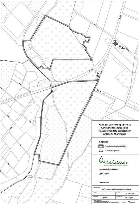 Verordnungskarte des Landschaftsschutzgebietes "Mausohrhabitat bei Stöcken"