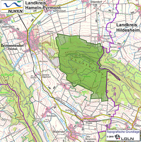 Übersichtskärtchen zum Landschaftschutzgebiet " Kanstein - Thüster Berg"