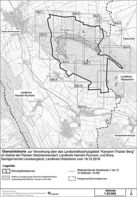 Verordnungskarte des Landschaftsschutzgebietes "Kanstein - Thüster Berg"