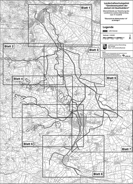 Verordnungskarte des Landschaftsschutzgebietes "Gewässersystem der Jeetzel mit Quellwäldern"