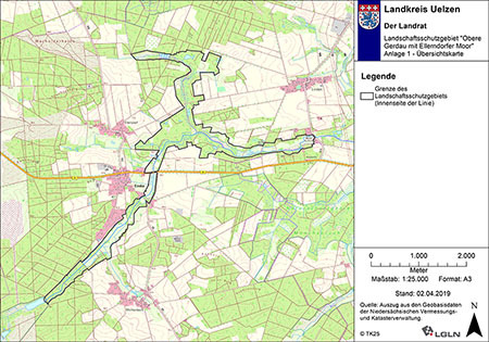 Verordnungskarte des Landschaftsschutzgebietes "Obere Gerdau mit Ellerndorfer Moor"