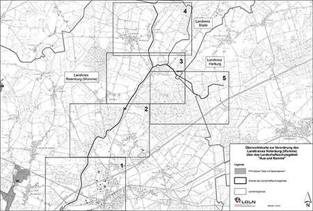 Übersicht der Verordnungskarte des Landschaftsschutzgebietes "Aue und Ramme"