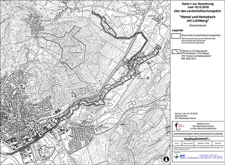 Verordnungskarte des Landschaftsschutzgebietes "Hamel und Herksbach mit Liethberg"