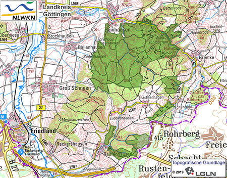 Übersichtskarte des Landschaftsschutzgebietes "Reinhäuser Wald"