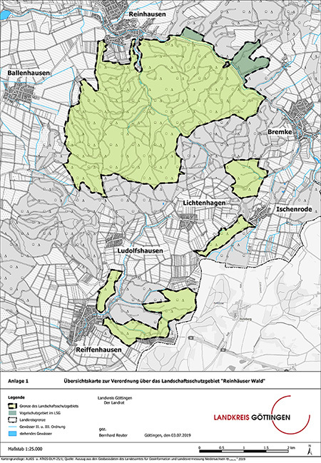 Verordnungsübersichtskarte des Landschaftsschutzgebietes "Reinhäuser Wald"