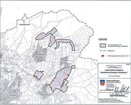 Verordnungsübersichtskarte des Landschaftsschutzgebietes "Nordöstliche Göttinger Hochflächen"