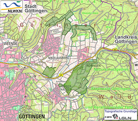 Übersichtskarte des Landschaftsschutzgebietes "Nordöstliche Göttinger Hochflächen"