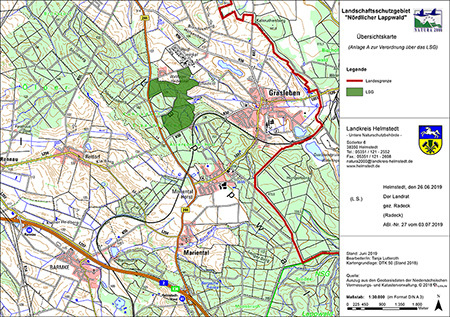 Übersichtskarte zur Verordnung des Landschaftsschutzgebietes "Nördlicher Lappwald"