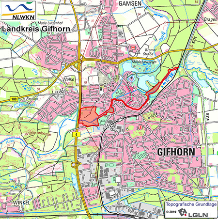 Übersichtskarte des Naturschutzgebietes "Allertal im städtischen Bereich von Gifhorn"
