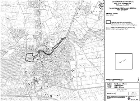 Übersichtskarte der Verordnung des Naturschutzgebietes "Allertal im städtischen Bereich von Gifhorn"