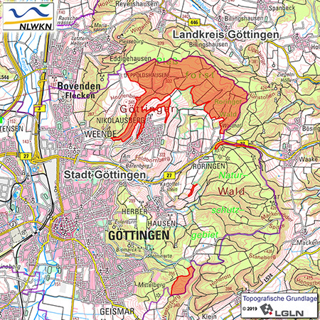 Übersichtskarte des Naturschutzgebietes "Göttinger Wald"