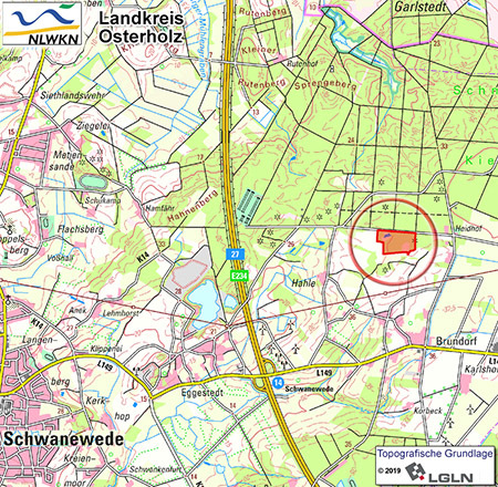 Übersichtskarte des Naturschutzgebietes "Brundorfer Moor"