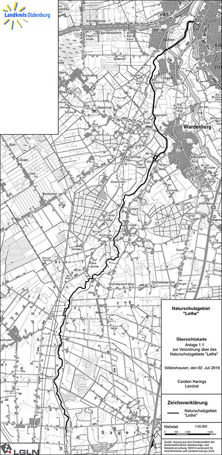 Übersichtskarte der Verordnung des Naturschutzgebietes "Lethe"