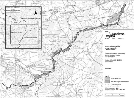 Übersichtskarte der Verordnung des Naturschutzgebietes Lehrdetal