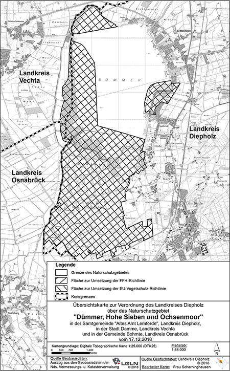Verordnungskarte zum Naturschutzgebiet "Dümmer, Hohe Sieben und Ochsenmoor"