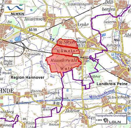 Übersichtskarte des Naturschutzgebietes "Hämeler Wald und Sohrwiesen"
