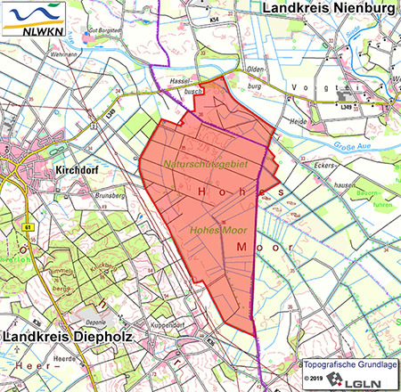 Übersichtskarte des Naturschutzgebietes "Hohes Moor"