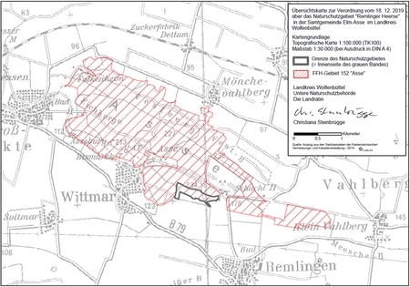 Verordnungsübersichtskarte des Naturschutzgebietes "Remlinger Heerse"