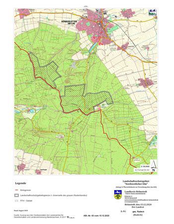Übersichtskarte zur Verordnung des Landschaftsschutzgebietes "Nordwestlicher Elm"