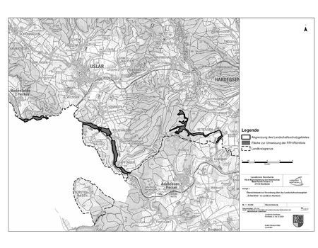 Übersicht der Verordnungskarte des Landschaftsschutzgebietes "Schwülme"