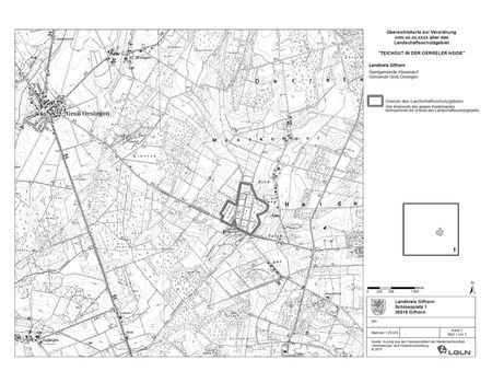 Übersicht der Verordnungskarte des Landschaftsschutzgebietes "Teichgut in der Oerreler Heide"
