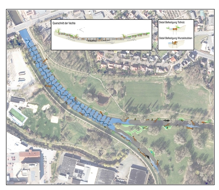 Plan der Renaturierungsmaßnahme an der Vechte bei Schüttorf (Foto: NLWKN)