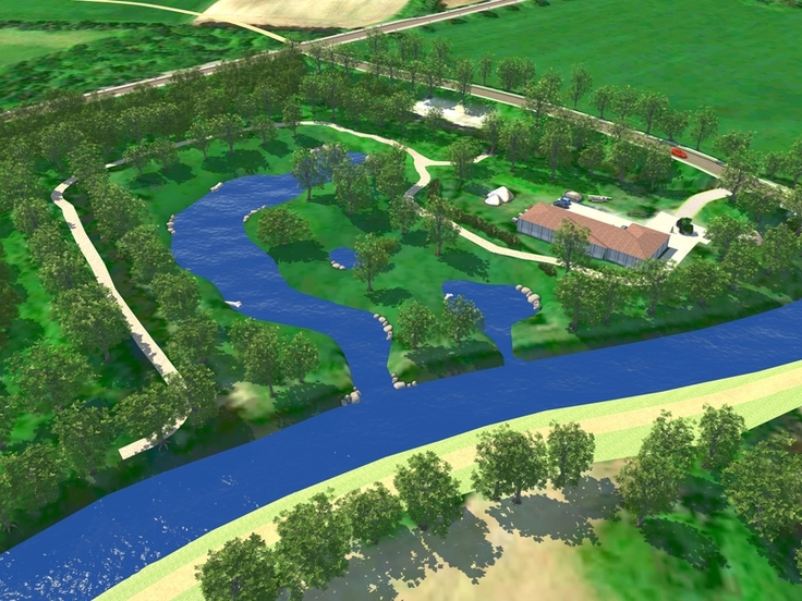 Mit den Mitteln der 3D-Landschaftsplanung wird die Auen- und Gewässerentwicklung bei Frenswegen schon jetzt sichtbar.