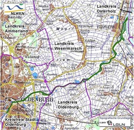 Übersichtskarte der Verordnung des Landschaftsschutzgebietes "Untere Ochtum (Lemwerder)"