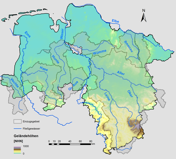 Karte der Untersuchungsräume von KliBiW in Niedersachsen