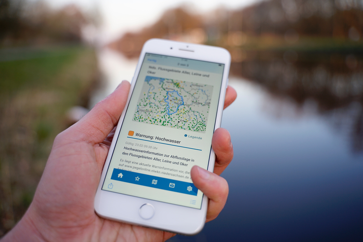 Droht ein Hochwasser in meiner Region? Die optimierte Version der App „Meine Pegel“ ermöglicht ein detailliertes Bild über die aktuelle Gefahrenlage. Sie steht ab sofort für Android und iOS zur Verfügung (Bild: Lippe/NLWKN).