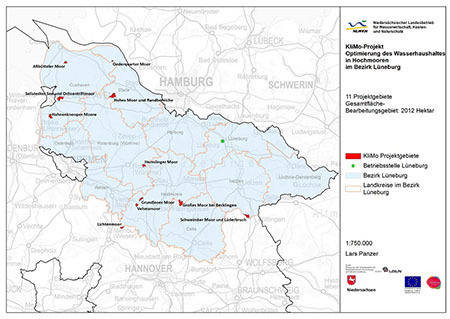 Der gesamte Nordosten Niedersachsens gehört zum Bezirk Lüneburg und erstreckt sich von der Küste über die Heideregionen bis ins Wendland. Die elf Projektgebiete haben eine Gesamtgröße von rund 2.012 Hektar.