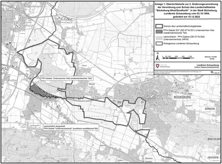 Übersicht der Verordnungskarte des Landschaftsschutzgebietes