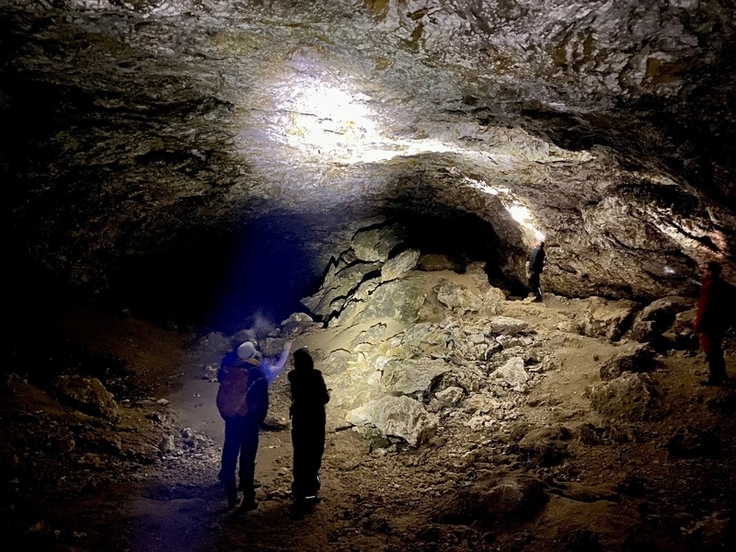 Mit der nötigen Artenkenntnis und Taschenlampen ausgestattet werden jährlich im Winter die schlafenden Fledermäuse in unzähligen Höhlen, aber auch in Stollen oder Kellern gezählt (Foto: Linus Günther / NLWKN)