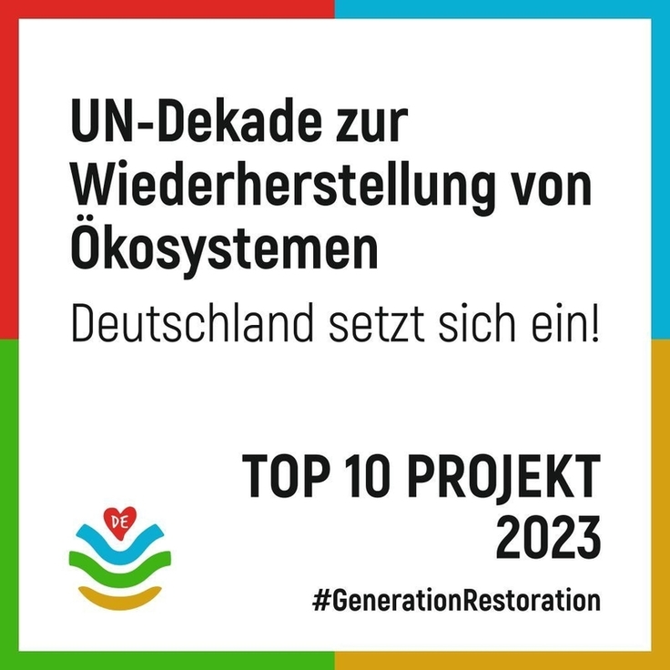 Auszeichnungslabel „TOP-10-Projekt 2023“ des UN-Dekadebüros