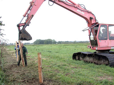 Construction of fences in summer 2004.