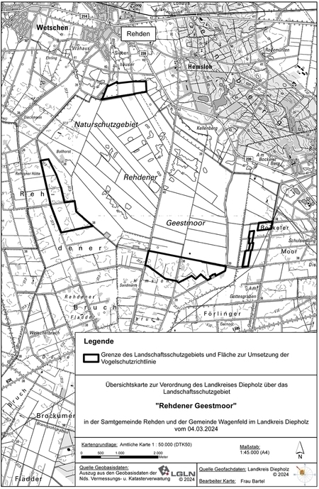 Übersicht der Verordnungskarte des Landschaftsschutzgebietes