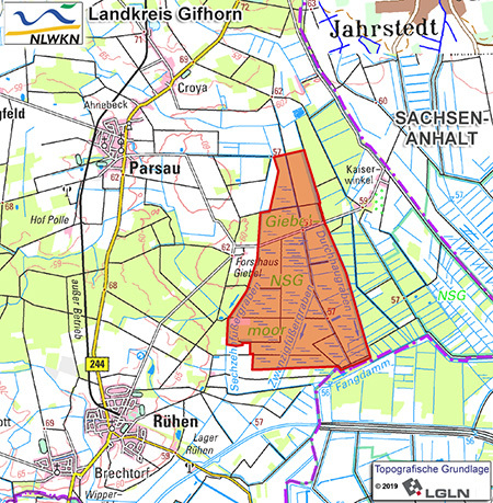 Übersichtskärtchen zum Naturschutzgebiet Giebelmoor