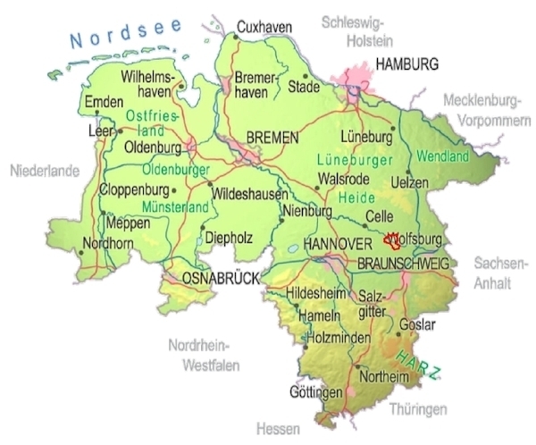 Lage des Ortes Müden (Aller) in Niedersachsen