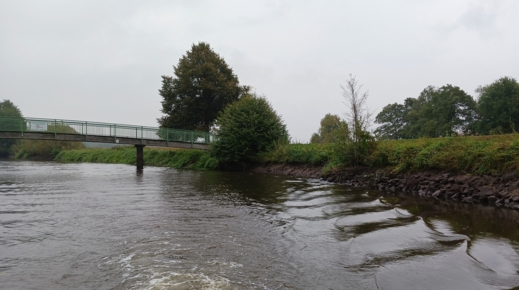 An der Uferböschung oberhalb der Frelsbrücke werden ab dem 14. Juli im Auftrag des NLWKN wichtige Arbeiten vorgenommen, um dort weiterhin für sichere und stabile Deiche für den Hochwasserschutz zu sorgen. (Foto: NLWKN)