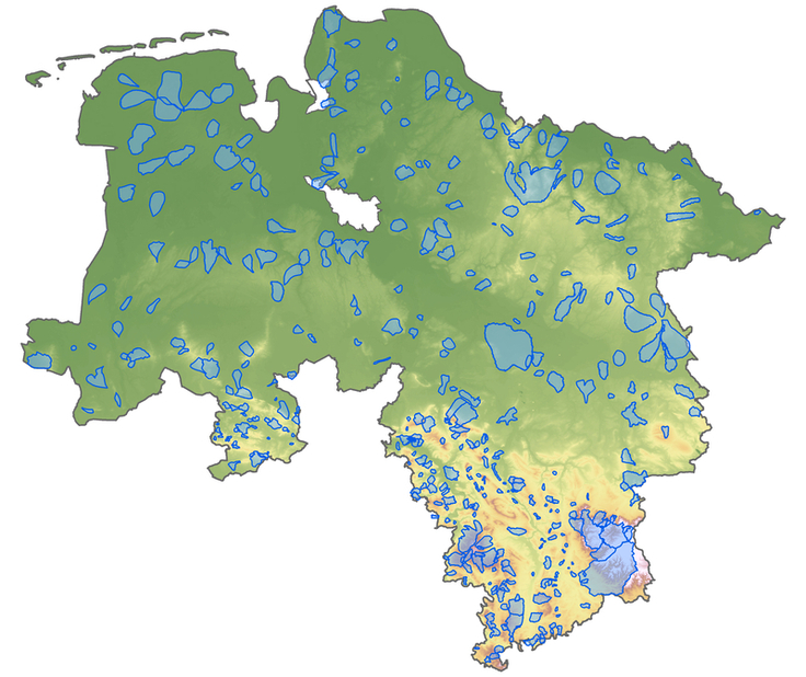 Über ganz Niedersachsen verteilt liegen die Trinkwassergewinnungsgebiete des Niedersächsischen Kooperationsmodells (Grafik NLWKN).