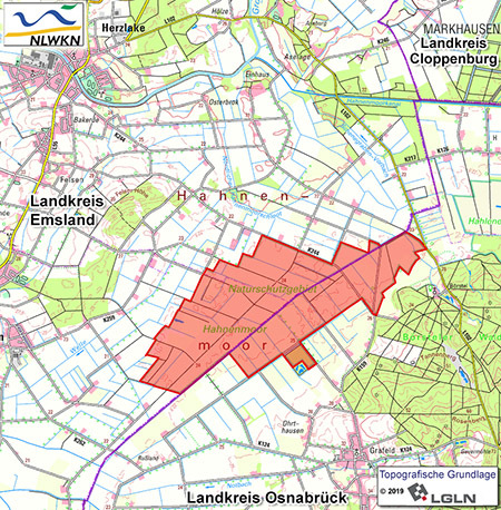 Übersichtskarte des Naturschutzgebietes "Hahnenmoor"