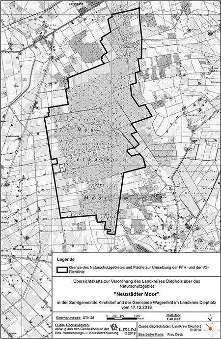 Übersichtskarte der Verordnung des Naturschutzgebietes Neustädter Moor