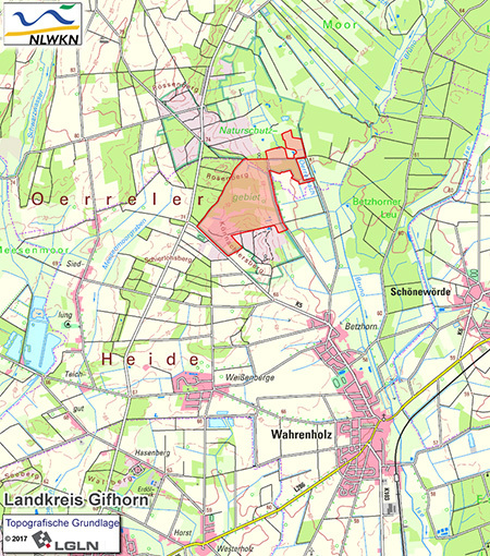 Übersichtskärtchen zum Naturschutzgebiet "Niederungsbereich Oerrelbach"