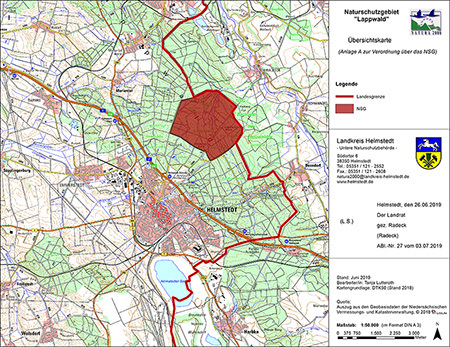 Verordnungskarte des Naturschutzgebietes "Lappwald"
